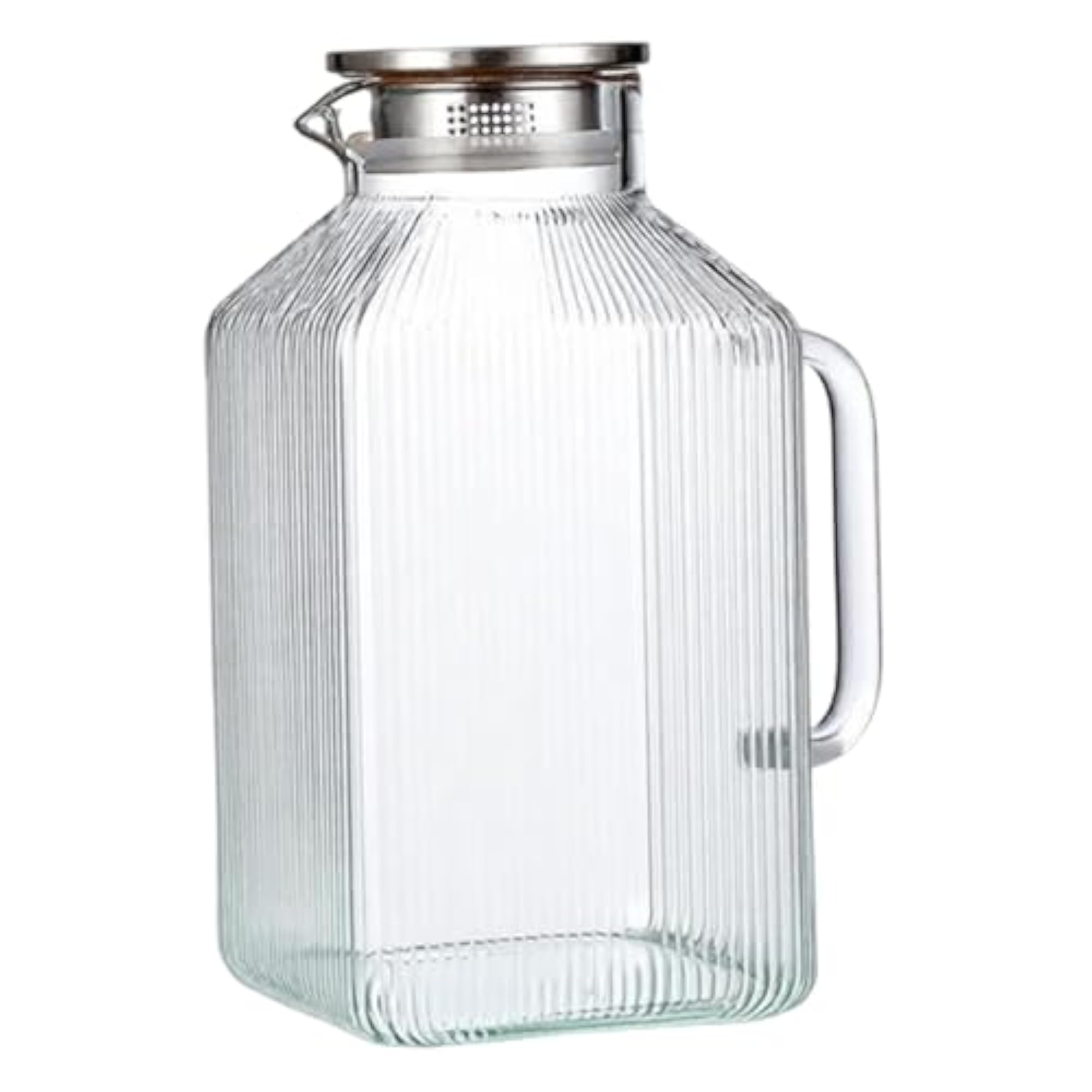 Glass Pitcher Water Juice Jug with Clear Handle, 3800ml